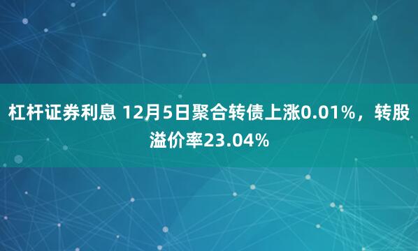 杠杆证券利息 12月5日聚合转债上涨0.01%，转股溢价率23.04%