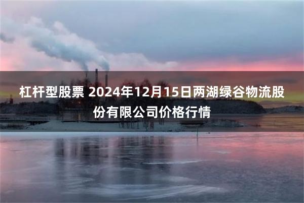 杠杆型股票 2024年12月15日两湖绿谷物流股份有限公司价格行情