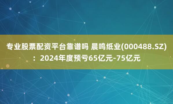 专业股票配资平台靠谱吗 晨鸣纸业(000488.SZ)：2024年度预亏65亿元-75亿元