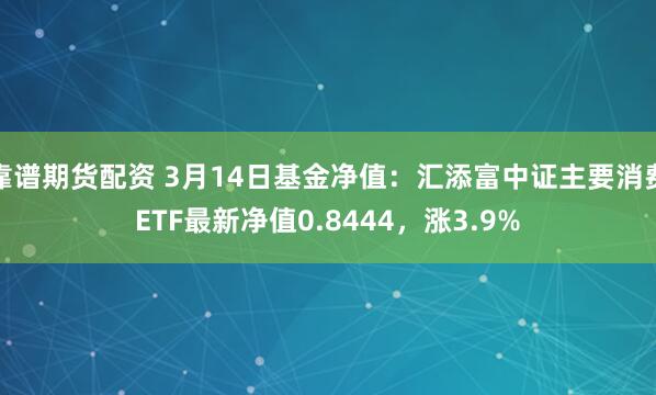 靠谱期货配资 3月14日基金净值：汇添富中证主要消费ETF最新净值0.8444，涨3.9%